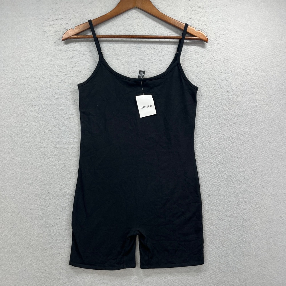 Forever 21 Romper Womens Small Black Cami Biker Short Bodysuit Athleisure Yoga
